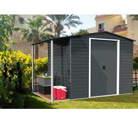 Duramax Abri de jardin en métal anthracite + auvent Duramax Alpine 5,15 m² - ALPINE_GRIS_8x6+APPENTI