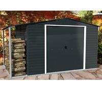 Duramax Abri de jardin en métal anthracite avec auvent Duramax Alpine 8,3 m² - ALPINE_GRIS_10x8+APPENTI