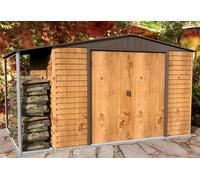Duramax Abri de jardin en métal effet bois avec auvent Duramax Alpine 8,3 m² - ALPINE_BOIS_10x8+APPENTI