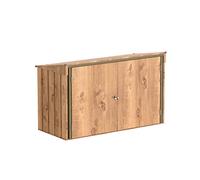 Duramax abri pour poubelles pour 3 avec ouverture par le haut et portes doubles verrouillables, abri de jardin en métal, cachettes pour poubelles, Abri pour poubelles, 214x101x133 cm, grain de bois
