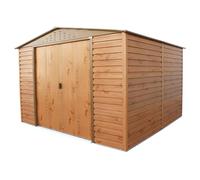 Duramax Alpine 10 x 10 (9,75 m²) Abri de Jardin en métal avec Base, Acier galvanisé à Chaud, Structure de Toit renforcée, Abri de Jardin sans Entretien et résistant aux intempéries, Grain de Bois
