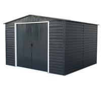 Duramax Alpine 10 x 10 (9,75 m²) Abri de Jardin en métal avec Base, Acier galvanisé à Chaud, Structure de Toit renforcée, Abri de Jardin sans Entretien et résistant aux intempéries, Anthracite