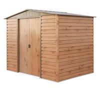 Duramax Alpine 8 x 6 (4,79 m²) Abri de Jardin en métal avec Base, Acier galvanisé à Chaud, Structure de Toit renforcée, Abri de Jardin sans Entretien et résistant aux intempéries, Grain de Bois