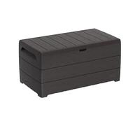 Duramax Cedargrain Durabox 416 Litre/ 110 Gallon coffre de rangement de jardin en plastique pour terrasse, coffre à coussins en plastique avec cylindre hydraulique, boîte de patio, Marron foncé