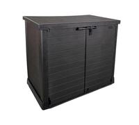 Duramax StoreAway 1200L Plastic Garden Shed/ Flat Lid, Outdoor Storage Shed, Wheelie Bin Hideaways, Wheelie bin box, Durable Construction, Ideal for Bikes, BBQs & 2x 240L Bins, 145x85x125 cm, Brown