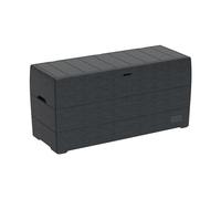 Duramax Durabox 270L/ 71 Gallon plastic storage box, Woodgrain texture, Outdoor Deck Box, Garden Furniture Storage Box, Safe & Secure, Plastic Cushion Box with Wheels and Handles, Patio Box, Dark Grey