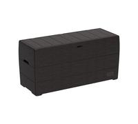 Duramax Durabox 270L/71 Gallon plastic storage box, Woodgrain texture, Outdoor Deck Box, Garden Furniture Storage Box, Safe & Secure, Plastic Cushion Box with Wheels and Handles, Patio Box, Dark Brown