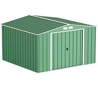 Duramax ECO 10 x 10 (9.16 m²) Abri de Jardin en Métal Galvanisé à Chaud, Structure de Toit Renforcée, Sans Entretien, Vert