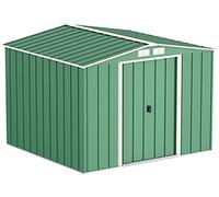 Duramax ECO 8 x 8 (5.89 m²) abri de jardin en métal, Abri de jardin en métal galvanisé à chaud, Abri de stockage d'outils, structure de toit renforcée, abri en métal sans entretien, vert