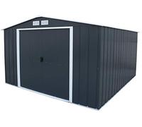 Duramax ECO 10 x 12 (11.03 m²) abri de jardin en métal, Abri de jardin en métal galvanisé à chaud, Abri de stockage d'outils, structure de toit renforcée, abri en métal sans entretien, anthracite