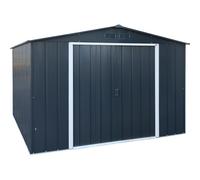 Duramax ECO 10 x 12 (11.03 m²) abri de jardin en métal, Abri de jardin en métal galvanisé à chaud, Abri de stockage d'outils, structure de toit renforcée, abri en métal sans entretien, anthracite