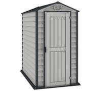 Duramax EverMore 4 x 6 (1.99 m²) Abri de jardin en plastique, solution de stockage extérieur ignifuge et tout temps, avec plancher en plastique, abri en vinyle sans entretien, Adobe & Grey