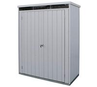Duramax Palladium Casier de stockage en hauteur à double porte avec lucarne avant, armoire de rangement le jardin, armoire haute pour l'extérieur, kit de deux étagères réglables inclus, argenté