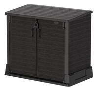 Duramax StoreAway 850L Plastic Garden Shed, Outdoor Storage Shed, Wheelie bin box, Wheelie Bin Hideaways, Durable Construction, Ideal for Tools, BBQs & 2x Garbage Bins, 130x74x110 cm, Dark Brown
