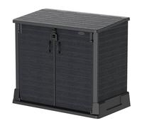 Duramax StoreAway 850L Plastic Garden Shed, Outdoor Storage Shed, Wheelie bin box, Wheelie Bin Hideaways, Durable Construction, Ideal for Tools, BBQs & 2x Garbage Bins, 130x74x110 cm, Dark Grey