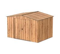 Duramax TOP Shed 10 x 8 (7.28 m²) Abri de jardin en métal, fabriqué en acier galvanisé, structure de toit renforcée, abri de jardin en métal sans entretien et résistant aux intempéries, Grain de bois