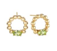 Durán Exquse - Boucles d'oreilles Bubbles - Cercle à billes avec quartz vert - Argent doré, Pequeño, Argent sterling Argent, Quartz