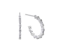 Durán Exquse-Boucles d'oreilles créoles Pretty Zirconium Taille baguette Argent, Grande, Argent sterling Argent, Zircone