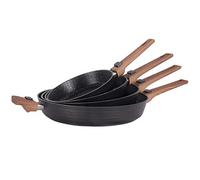 Durandal Lot de casserole avec manche amovible effet bois | 4 poele anti adhesive | Poele induction | Casserole induction