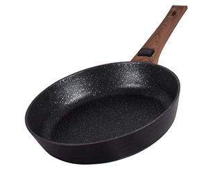 Durandal Poêle LÉGENDE avec : manche amovible effet bois, rebords rehaussés, pour tous feux, diamètre 20, 24, 28 et 32 cm