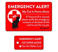 DuraPaws My CAT is Home Alone Carte de contact d'urgence en plastique avec étiquette pour clé (surface inscriptible au dos de la carte)