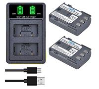 DuraPro 2Pcs NB-2L NB-2LH Battery Batterie + Dual USB Charger Replacement for Canon EOS 350D 400D MD265 MV960 PowerShot G7 G9 S70 S80 ZR950 ZR960 HG10 HV40 Cameras