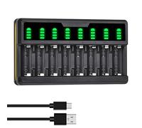 DuraPro Chargeur USB universel intelligent à 8 emplacements avec LED pour caméras Arlo (VMC3030/VMK3200/VMS3330/3430/3530) Batteries rechargeables Li-ion