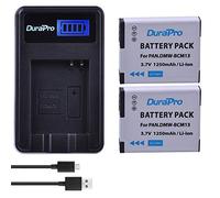 DuraPro Lot de 2 batteries 1250 mAh DMW-BCM13 + chargeur USB LCD pour appareils photo Panasonic Lumix ZS40 / TZ60, ZS45 / TZ57, ZS50 / TZ70, ZS27 / TZ37, TZ41
