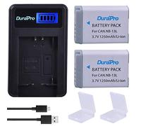 DuraPro Lot de 2 batteries 1250 mAh NB-13L NB13L + chargeur USB LCD pour appareil photo numérique Canon NB-13L PowerShot G5X G7X G9X, G7X Mark II, G9X Mark II, SX720 HS, SX620 HS, SX740