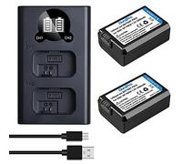 DuraPro Lot de 2 Batteries de Rechange NP-FW50 + Chargeur USB LCD Compatible pour appareils Photo numériques Sony a3000 a6000 a6400 a6500,a7, 7R, a7R, NEX-3, NEX-3N, NEX-5, NEX-5N, NEX-5R, NEX-5T