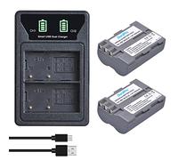 DuraPro Lot de 2 batteries EN-EL3e EN EL3E + chargeur USB double LED fin avec port de type C de remplacement pour appareils photo reflex numériques Nikon EN-EL3E D50, D70, D70s, D80, D90, D100, D200