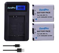 DuraPro Lot de 2 batteries Li-ion NB-11L NB-11LH + chargeur LCD USB pour Canon PowerShot A2300 A2400 A2500 A2600 A3400 A3500 A4000 IS, ELPH 110 115 130 320 340 HS, IXUS 260 HS 5 132 D 140 155 150 145