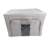 Durashmall Boîte de rangement pliable en tissu Oxford résistant à l'humidité avec cadre en acier rayé, grande capacité de 66 L, 100 L, organiseur de vêtements étanche à l'eau et à la poussière avec