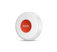 Durashmall Bouton d'alarme intelligent WiFi SOS pour Tuya Google Assistant Bouton de panique sans fil rechargeable pour la sécurité à domicile des personnes âgées IPX4 étanche Blanc