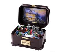 Durashmall Décoration de Noël lumineuse et rotative avec lumières lumineuses et lumineuses alimentées par USB - Mélodies festives pour vacances, maison, jardin - Marron - 20 x 14 x 12 cm - Deux (style