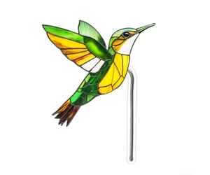 Durashmall Décoration de pot de fleurs en acrylique - Oiseau et papillon - Décoration de jardin fantaisiste pour plantes en pot - Style vitrail - Décoration créative pour la maison (B)