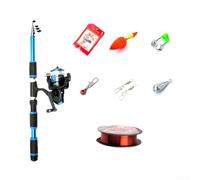 Durashmall Ensemble canne à pêche et moulinet - 1,8 m - 2,1 m - Kit de moulage en mer portable avec accessoires, bobine, hameçons, flotteurs pour débutants et professionnels (2,1 m, bleu)