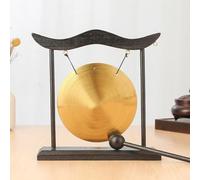 Durashmall Gong de bureau chinois en laiton avec cadre en bois et maillet pour la méditation, la guérison par le son, la pratique du yoga, décoration d'intérieur traditionnelle, décoration de bureau