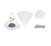 Durashmall Housse de protection contre le gel pour plantes de jardin en PVC en forme de cône résistant aux intempéries avec clous de sol et cadres de fixation 20 ou 40 (20 pièces)