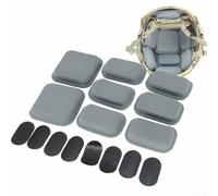 Durashmall Kit de coussinets de casque pour casques de style CP, doublure de coussin grise avec inserts en mousse à mémoire de forme et gel pour la chasse, escalade, 2 grands et 6 coussinets moyens