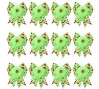 Durashmall Lot de 12 nœuds de Noël avec motifs traditionnels à pois pour décorer les clôtures d'arbres, les jardins 21 x 17 cm (peluche verte)