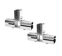 Durashmall Lot de 2 colliers de serrage en acier inoxydable galvanisé 4 voies en forme de T pour raccord de tuyau carré ou rail - Connecteurs robustes avec boulons pour un assemblage rapide