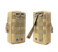 Durashmall Lot de 2 pochettes, sac banane utilitaire avec fermetures éclair silencieuses et trou de drainage, ceinture imperméable en nylon Oxford pour camping, randonnée, 21 x 12 x 5,6 cm, noir (kaki