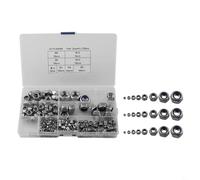 Durashmall Lot de 200 écrous hexagonaux autobloquants en acier inoxydable - 8 tailles - Insert en nylon résistant aux vibrations pour machines industrielles, ateliers, meubles, moteurs, équipements