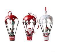 Durashmall Lot de 3 montgolfières décoratives en fer forgé pour sapin de Noël avec de charmants personnages pour embellir couronnes et centres de table