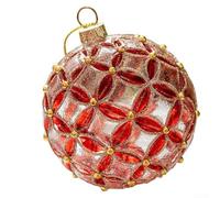 Durashmall Lot de 4 boules de Noël en verre transparent à suspendre pour sapin de Noël, mariage, fête ou décoration de table, grandes boules décoratives rondes pour vacances, maison, bureau (style A)