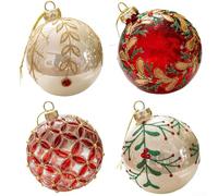 Durashmall Lot de 4 Boules de Noël en Verre Transparent de 8 cm, Boules Décoratives Rondes et Transparentes à Suspendre pour Sapin de Noël, Mariage, Fête ou Décoration de Table pour la Maison et le