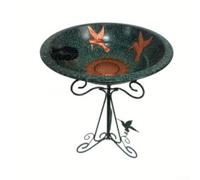 Durashmall Mangeoire à oiseaux multifonction et baignoire avec papillon Art, station d'arrosage intégrée pour jardin, faune, design anti-éclaboussures avec grande capacité de stockage et transparent