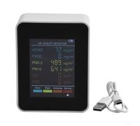 Durashmall Moniteur de qualité de l'air 6 en 1 avec PM25 PM10 HCHO TVOC Détection de température et d'humidité Détecteur multifonction portable avec grand écran pour la maison, le bureau, l'hôtel, les