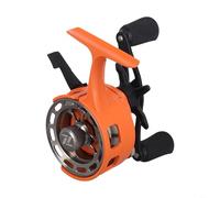 Durashmall Moulinet de pêche sur glace en ligne avec goutte magnétique + 1 roulement 3.2:1, levier de bobine bidirectionnel pour la pêche en radeau d'hiver, jaune/vert (orange droite)